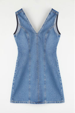 Mavi V Yaka Mini Denim Elbise TWOSS25EL00151