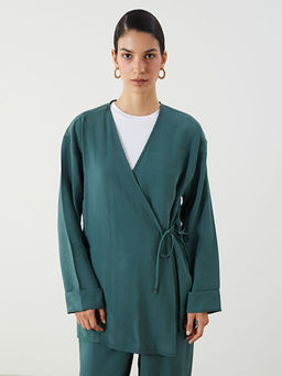 Kruvaze Yaka Modal Kar???ml? Kad?n Kimono