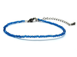 Браслет из граненых бусин мелких 2мм циркон цв.лазурный, 17см