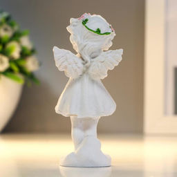 Цена за 2 шт. Фигурка полистоун «Ангел-девочка в розовом венке с розой», 7.8×3.8×2.5 см, МИКС