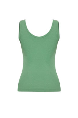 Mint Fitted/Vucuda Oturan Havuz Yaka Fitilli Esnek Orme Atlet TWOSS22AL0042