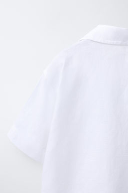 CAMISA BOWLING CON LINO Y ALGOD?N / Blanco - Zara фото 4