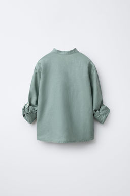 CAMISA CUELLO MAO CON LINO Y ALGOD?N / Verde - Zara фото 3