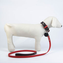 Комплект : ошейник (36-56х2.5 см) и поводок (130х1.5 см), цвет чёрный и малиновый - Пушистое счастье фото 2