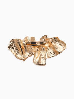 Брошь корейский стиль "Мятая" цвет золото