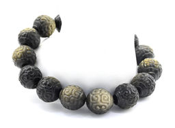 Браслет из Обсидиана шарик резной 13мм, 35г