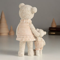 Фигурка полистоун «Мишка с малышом в розовых свитерах», 9×7×16 см