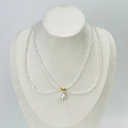 Колье из Лунного камня и Жемчуга 38 см +