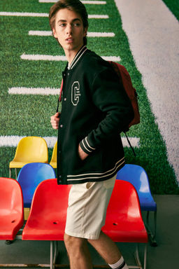 Кардиган оверсайз на мягкой подкладке с воротником-бомбером и принтом - Defacto фото 3