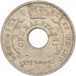 Монета 1/2 пении 1935 года Британская Западная Африка