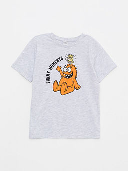 Bisiklet Yaka Bask?l? K?sa Kollu Erkek ?ocuk Ti??rt