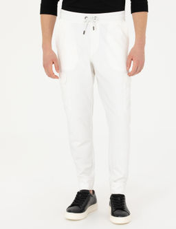 Beyaz Jogger Fit Kargo Cepli E_ofman Alt_