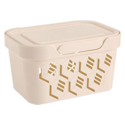 Контейнер-ящик хозяйственный для хранения пластмассовый Deluxe 1,9л, 19х13х11см, бежевый, Econova (Россия)
