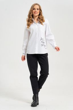 рубашка из тонкого хлопка в стиле OVERSIZE    с кокеткой на спине - А+б коллекция фото 4