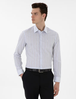Рубашка Pierre Cardin Slim Fit синяя с длинным рукавом