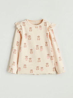 Bisiklet Yaka Ay?c?k Desenli K?z Bebek Ti??rt