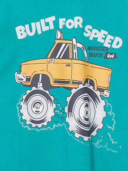 Bisiklet Yaka Bask?l? Erkek ?ocuk Ti??rt