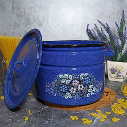 Кастрюля 12,5л цил. син. с зерн. Голубика 1с300с