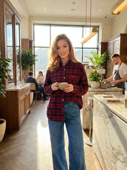 K13367 Рубашка OVER SIZE на клепках КРАСНЫЙ