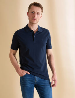 Lacivert Regular Fit %100 Pamuk K_vr_lmaz Polo Yaka Basic Ti__rt
