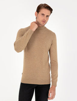 Camel Melanj Slim Fit Yar_m Bal_k__ Yaka Basic Triko Kazak - Pierre cardin фото 3