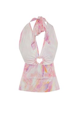 Trendyolmilla Cok Renkli Aksesuarl? Pencere/Cut Out Detayl? Bask?l? Orme Bluz TPRSS23BZ00007 фото 8