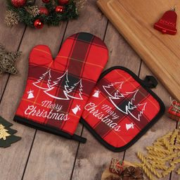 Кухонный набор Доляна Christmas (2 предмета), прихватка 17?17 см, варежка 26?16 см,100% п/э