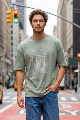 Mint Oversize/Genis Kesim Nak?sl? %100 Pamuklu Tok Kumas T-shirt TMNSS25TS00054