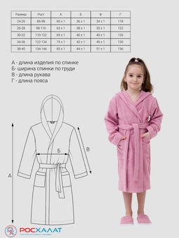 Детский махровый халат с капюшоном розовый МЗ-04 (7)
