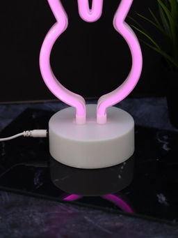 Неоновый LED ночник настольный "Bunny", розовое свечение (20,5х22 см)