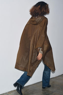 ZW COLLECTION OVERSIZE HOODED CAPE PARKA - Zara фото 3