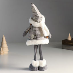 Интерьерная кукла текстильная Ангелочек в серебристом платье с мехом, 16?7?40 см - Simaland фото 3