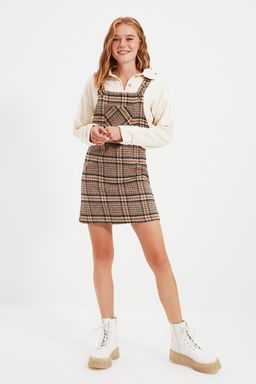 TRENDYOLMILLA Ekru Mini Dokuma Ekose Desenli Jile Elbise TWOAW20EL0208  фото 2