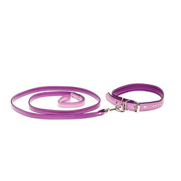Комплект ошейник (58х2.5 см) и поводок (130х1.4 см) из экокожи, сиреневый с фиолетовым - Пушистое счастье фото 5