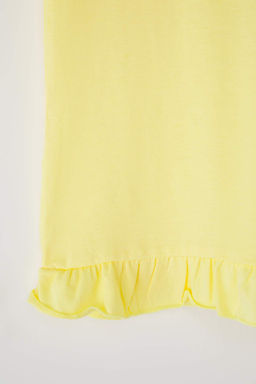 Lila-Sar? 2li K?z Cocuk %100 Pamuk Bask?l? Kolsuz K?sa Orme Elbise TKDSS25EL00092 - Trendyolmilla фото 3