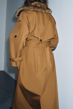 OVERSIZE FAUX FUR COLLAR TRENCH COAT ZW COLLECTION LIMITED EDITION - Zara фото 3