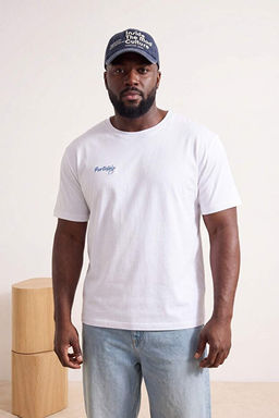 B_y_k Beden Beyaz Regular Kal_p Bask_l_ %100 Pamuk T-Shirt TMNSS26BF00008 - Trendyolmilla фото 2