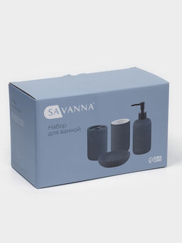 Набор для ванной SAVANNA Лайн, 4 предмета, дозатор для мыла, стакан, 2 стакана, мыльница  фото 12