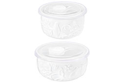 Набор салатников 2 пр. 250 мл 10,5*10,5*6 см + 550 мл 13*13*6,5 см "Птички на ветке" с пласт.крышк
