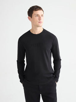 Bisiklet Yaka Uzun Kollu Bask?l? Erkek Ti??rt