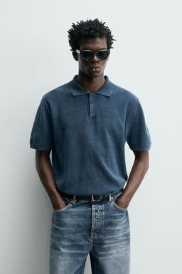 POLO PUNTO ESTRUCTURA LAVADA / ?ndigo claro - Zara фото 2