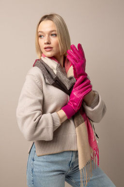 Перчатки из экокожи, экозамши и шерсти