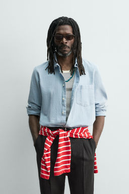 CAMISA JACQUARD DENIM AARON LEVINE X ZARA / Azul claro  фото 2