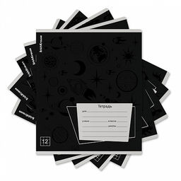 Цена за 10 шт. Тетрадь школьная ученическая ErichKrause Black Pattern, 12 листов, клетка, выборочный УФ-лак (в плёнке по 10 шт.)_MIX-PACK