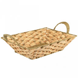 Корзина-сухарница плетеная Береста 28,5х23см h7,5см, полипропилен, ванильный, с ручками, металлический каркас, форма прямоугольная (Китай)