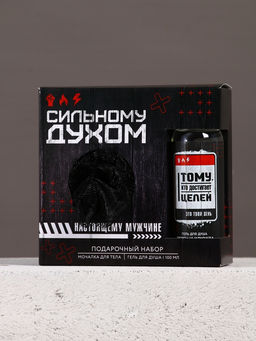 Подарочный набор «Сильному духом», гель для душа и мочалка для тела, 100 мл, Чистое счастье