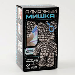 Брелок алмазный «Мишка», цвет белый, своими руками