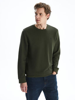 Bisiklet Yaka Uzun Kollu Bask?l? Erkek Sweatshirt