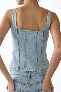 Top en denim con botonadura frontal - H&m фото 4