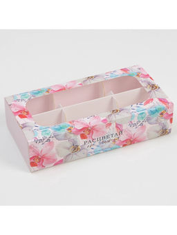 Цена за 5 шт. Коробка под 6 конфет Расцветай от счастья, 10.2 х 20 х 5 см - Дарите счастье фото 2